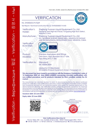 Stainless steel pipe fittings CE certification