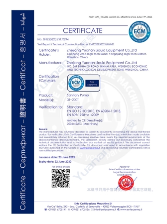 گواهی CE برای پمپهای بهداشتی